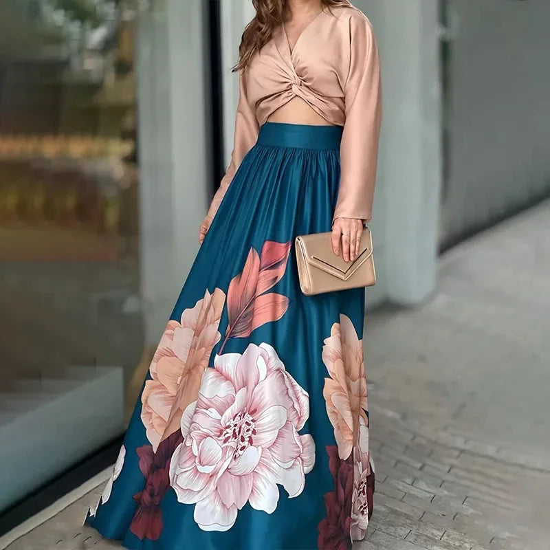 Conjunto Mujer Blusa y Falda Midi Con Caída Fluida Levitan