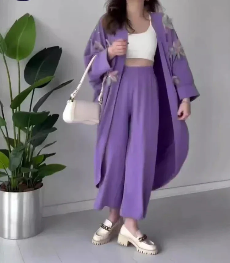 Conjunto Elegante Manga Larga Caída Amplia Lotus