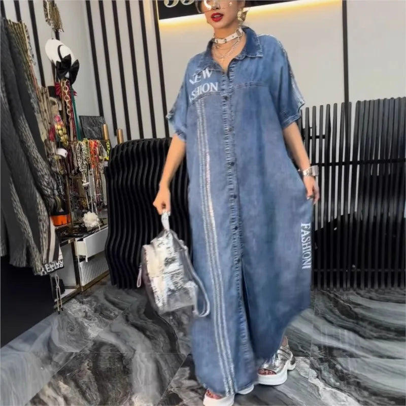 Vestido Jeans Con Caída Moderna Tejido Ligero Y Mireli