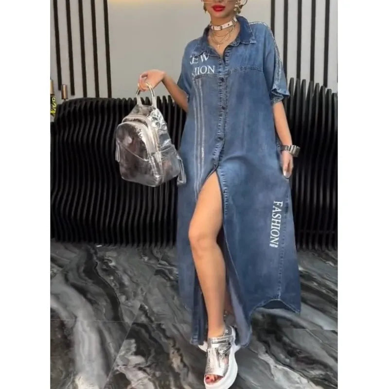 Vestido Jeans Con Caída Moderna Tejido Ligero Y Mireli