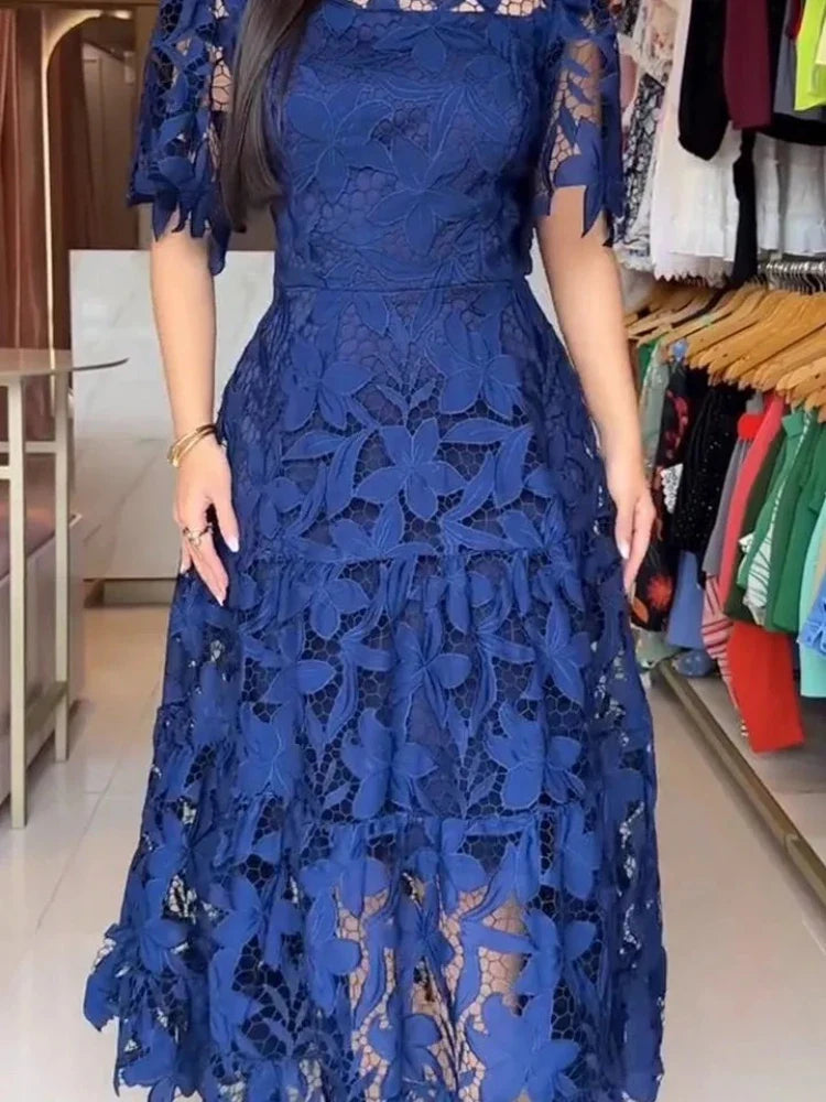 Vestido De Encaje Floral De Alta Calidad Elegante Anaju