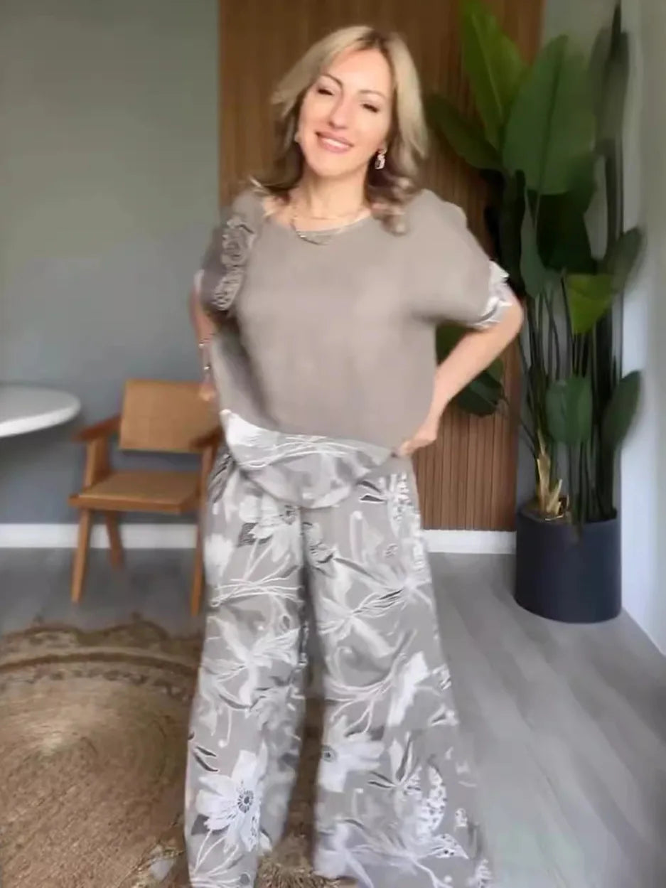 Conjunto Mujer Elegante Corte Recto Tejido Caída