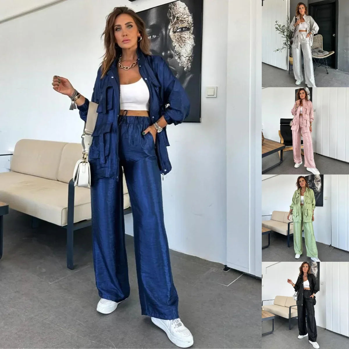 Conjunto Mujer Ligero Versátil Blusa Pantalón Magi