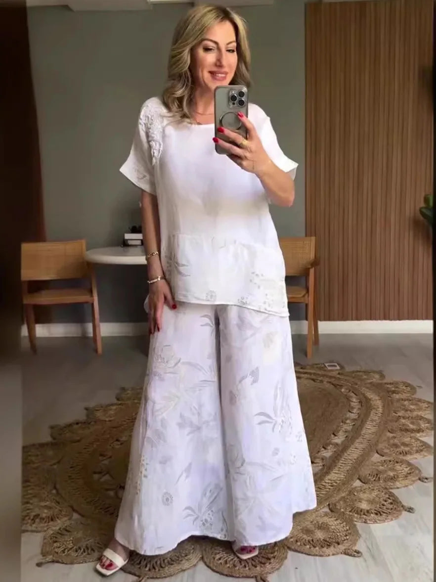 Conjunto Mujer Elegante Corte Recto Tejido Caída