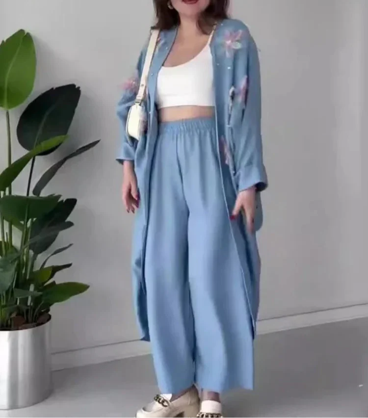 Conjunto Elegante Manga Larga Caída Amplia Lotus