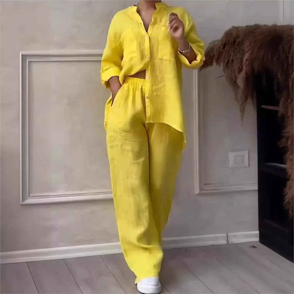 Conjunto de Lino Premium Fresco y Muy Versátil Nueva
