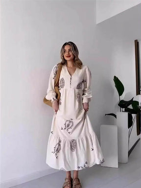 Vestido Largo Manga Larga Cuello Alto Italiana