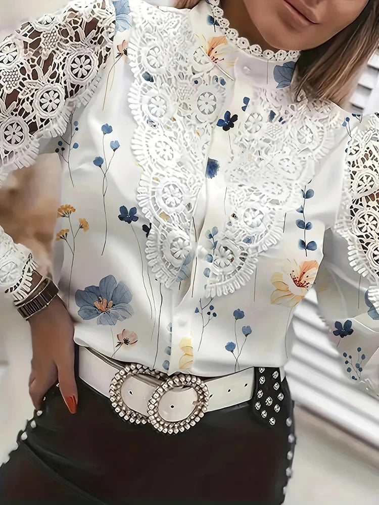Camisa Mujer de Botones Con Encaje Elegante para Jenny
