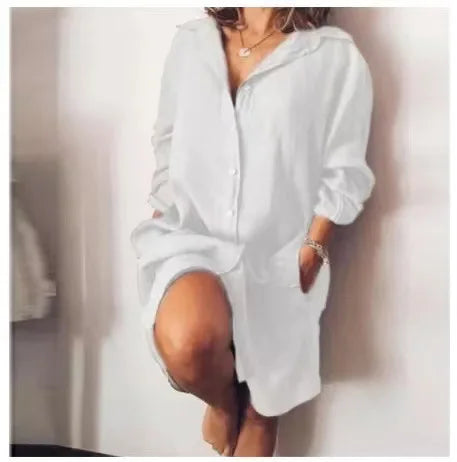 Camisa Mujer Larga Elegante Con Caimento Impecable Mirada