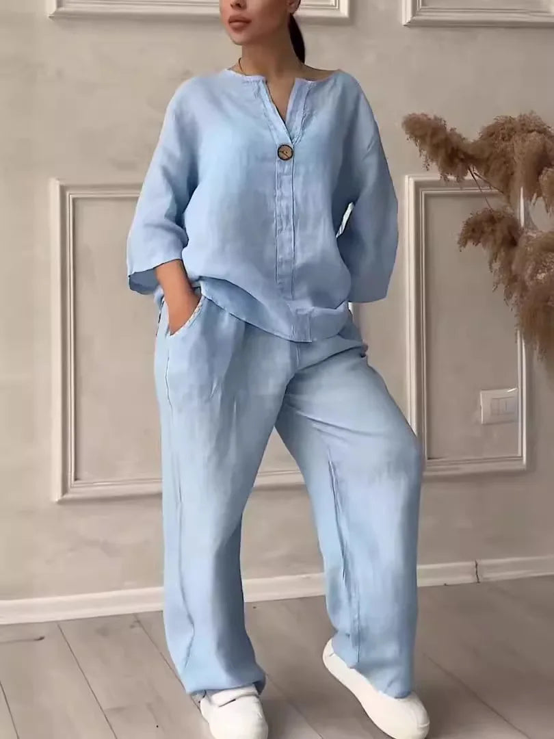 Conjunto De Lino Para Mujer Ligero Y Elegante Valentina