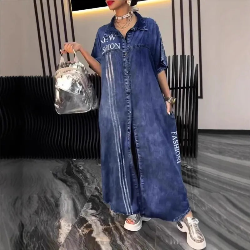 Vestido Jeans Con Caída Moderna Tejido Ligero Y Mireli