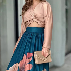 Conjunto Mujer Blusa y Falda Midi Con Caída Fluida Levitan