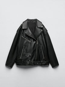 Chaqueta Negra Eclipse Cuero Sintético Premium Urbana Eclipse