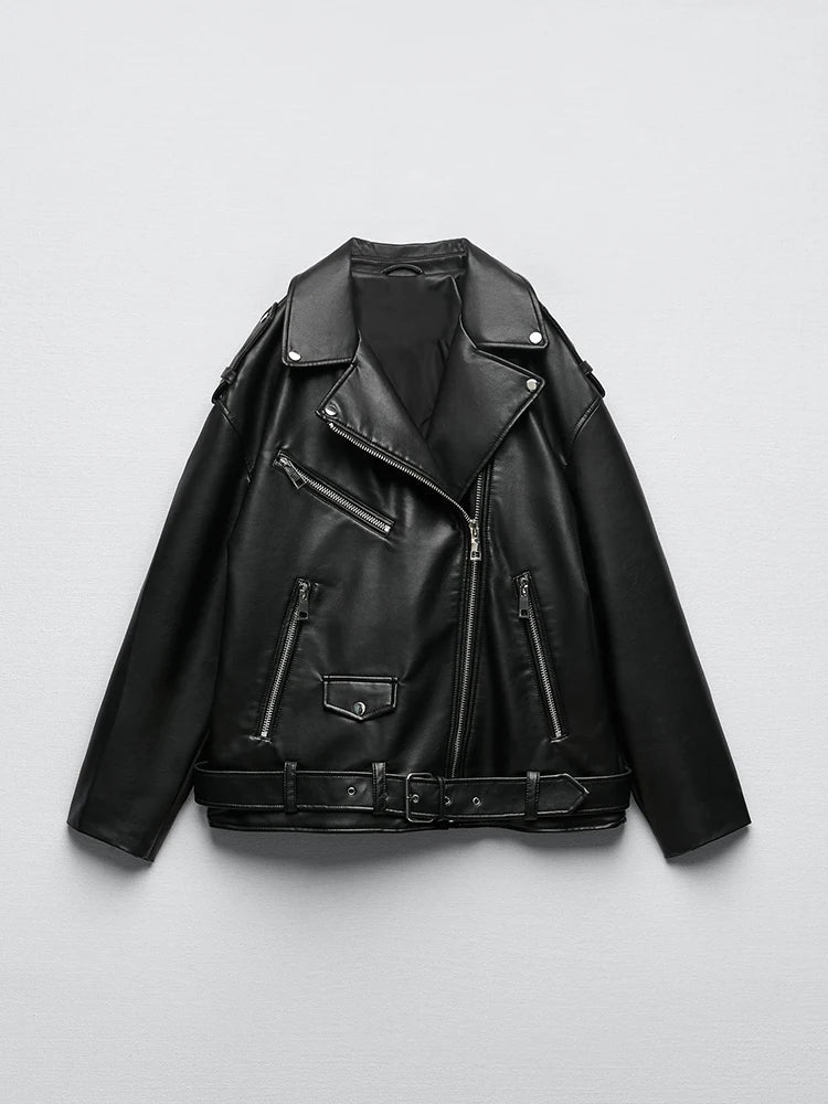 Chaqueta Negra Eclipse Cuero Sintético Premium Urbana Eclipse