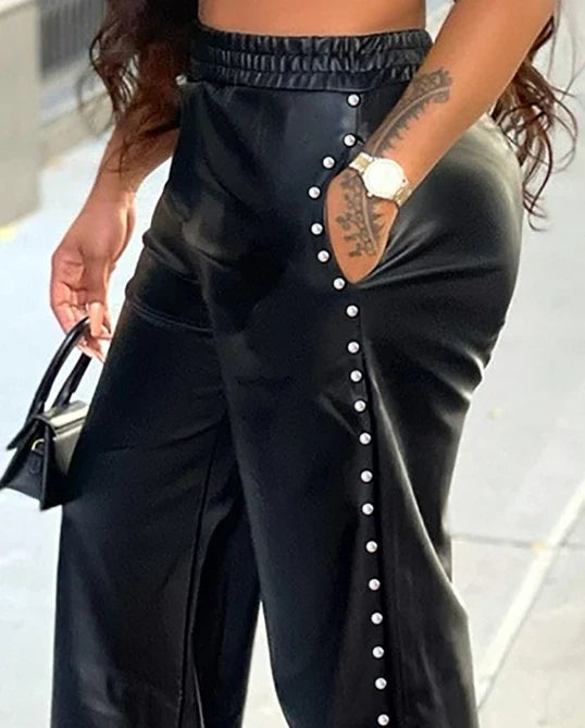 Pantalón Mujer De Cuero Largos Sophi