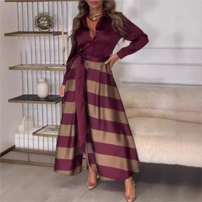 Conjunto Cetim Elegante Con Blusa Manga Larga Lívia