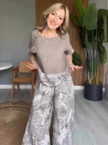 Conjunto Mujer Elegante Corte Recto Tejido Caída