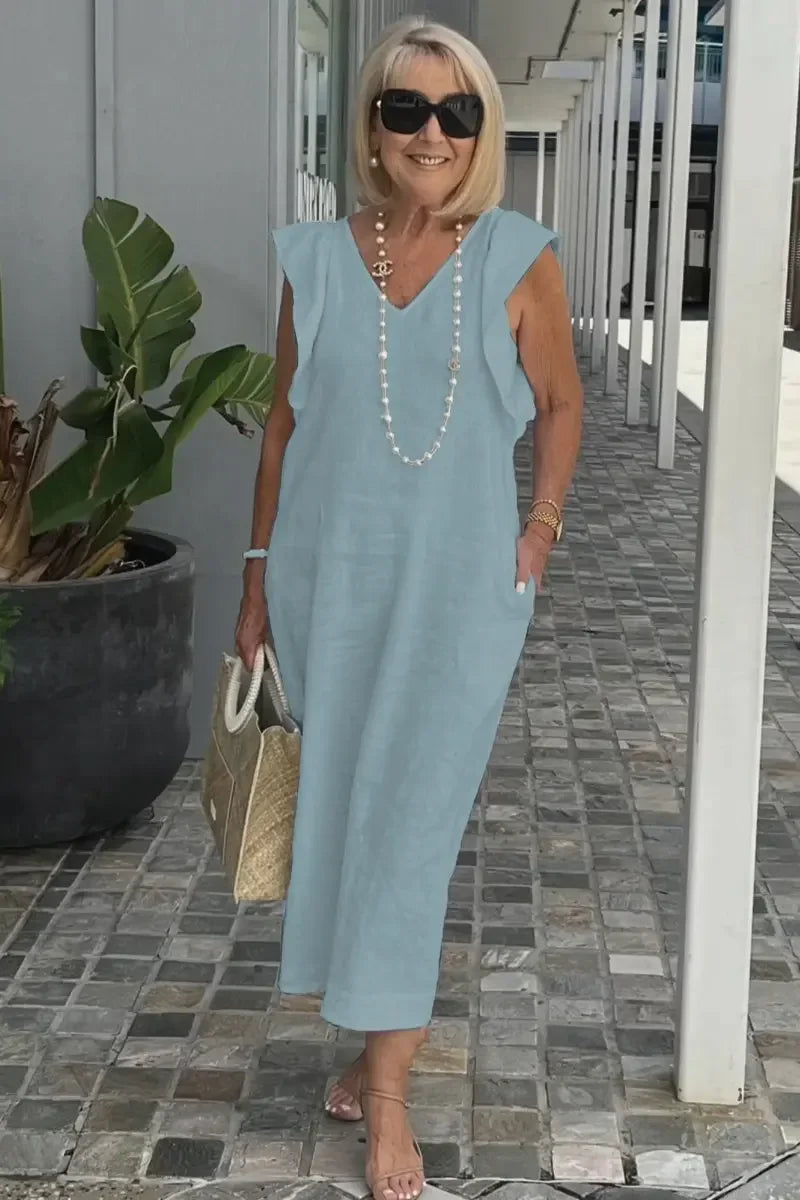 Vestido Elegante Con Corte Moderno Tejido Ligero Carolina