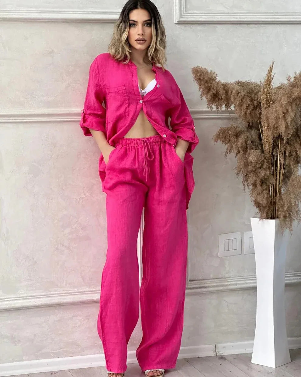 Conjunto Veraniego Lino Fresco Suave Brillo Estelar