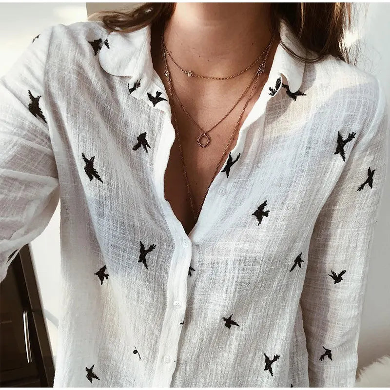 Camisa Mujer de Botón Colibrí Ligera y Sofisticada Colibri
