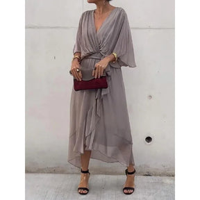 Vestido Mujer Fresco Con Escote En V Y Caída Fluida Rafaella