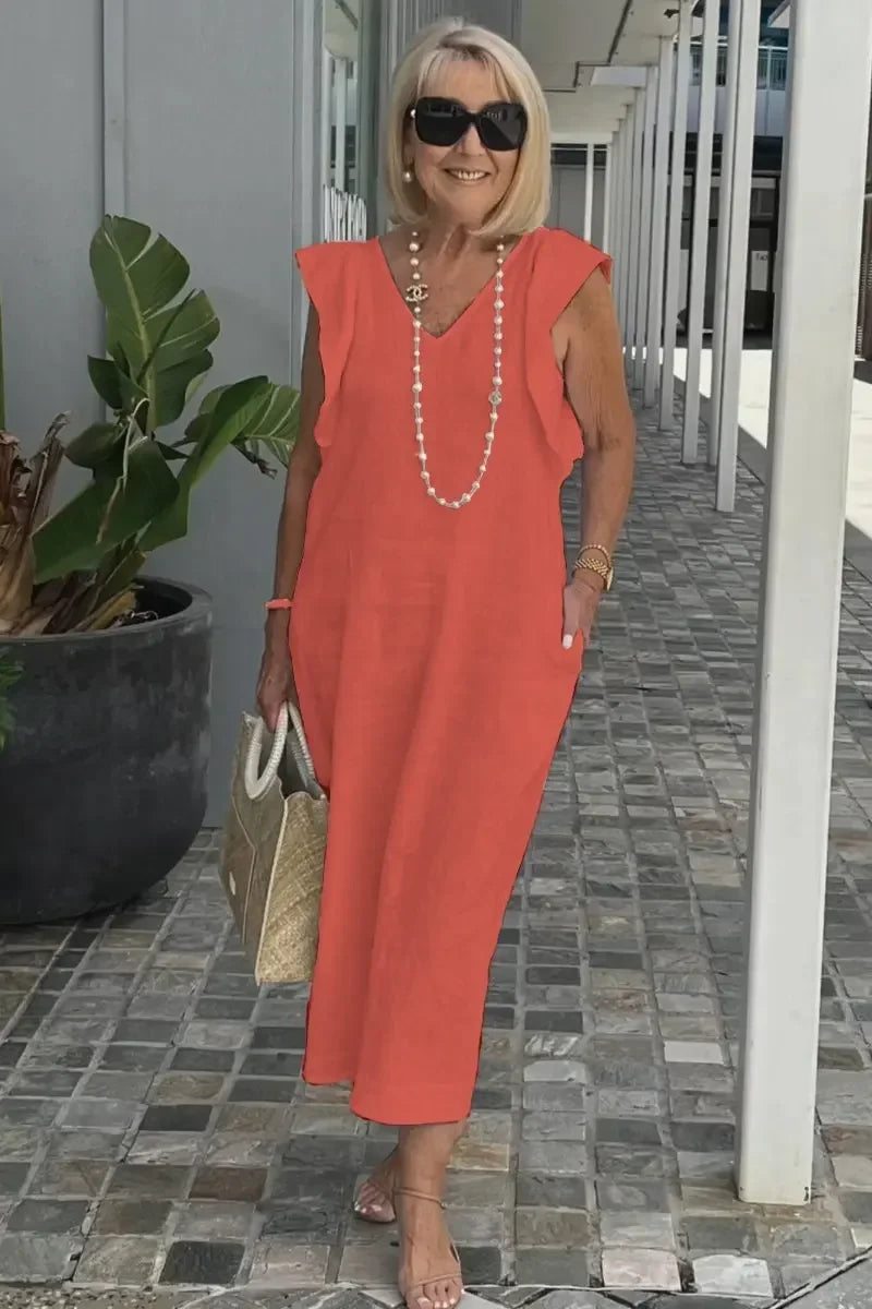 Vestido Elegante Con Corte Moderno Tejido Ligero Carolina