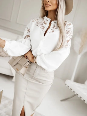 Camisa Mujer Elegante Con Encaje Para Eventos Formales Laila