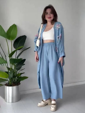 Conjunto Elegante Manga Larga Caída Amplia Lotus
