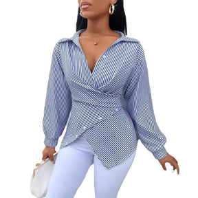 Camisa Mujer Style Con Escote En V Y Caída Suave