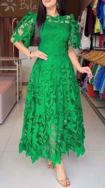Vestido De Encaje Floral De Alta Calidad Elegante Anaju
