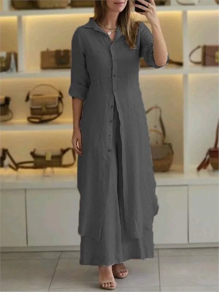 Conjunto Linho Tecido Leve Caimento Impecable Jane