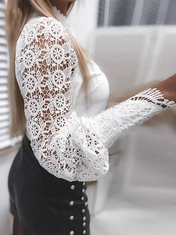 Camisa Mujer de Botones Con Encaje Elegante para Jenny