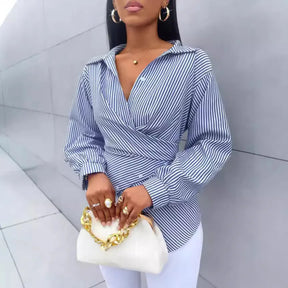 Camisa Mujer Style Con Escote En V Y Caída Suave