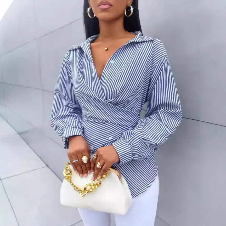 Camisa Mujer Style Con Escote En V Y Caída Suave