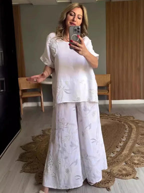 Conjunto Mujer Elegante Corte Recto Tejido Caída