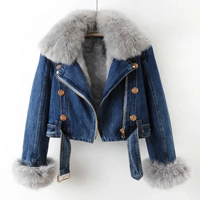 Chaqueta Jeans Oversize Con Estampado Animal Print Alana