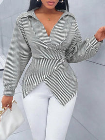 Camisa Mujer Style Con Escote En V Y Caída Suave