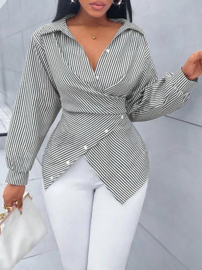 Camisa Mujer Style Con Escote En V Y Caída Suave