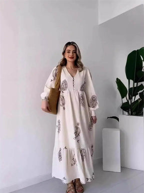 Vestido Largo Manga Larga Cuello Alto Italiana