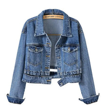 Chaqueta Jeans Mujer Lavado Oscuro Con Desgaste Luna