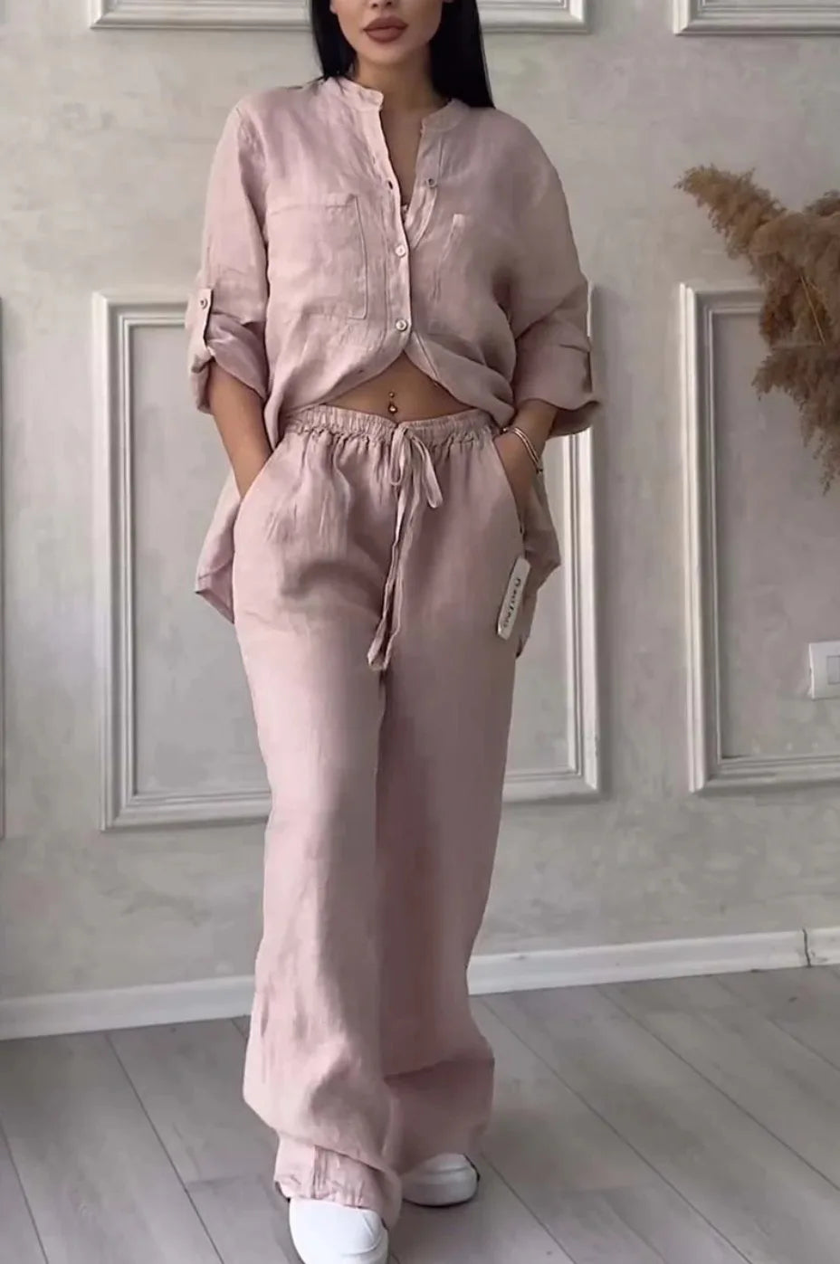 Conjunto de Lino Premium Fresco y Muy Versátil Nueva