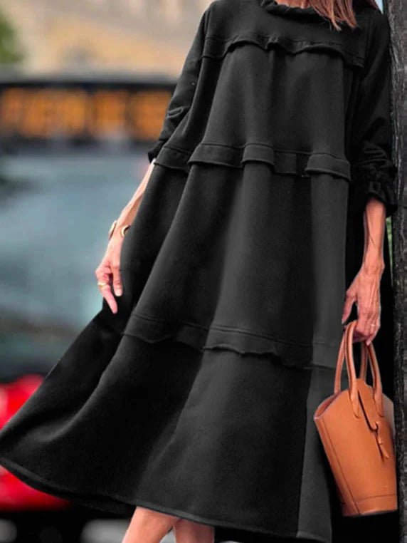 Vestido Mujer Caída Fluida Manga Larga Versátil Estilo Dina