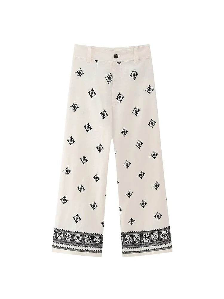 Pantalón Vintage Mujer Lino Premium Caída Impecable Arizzo