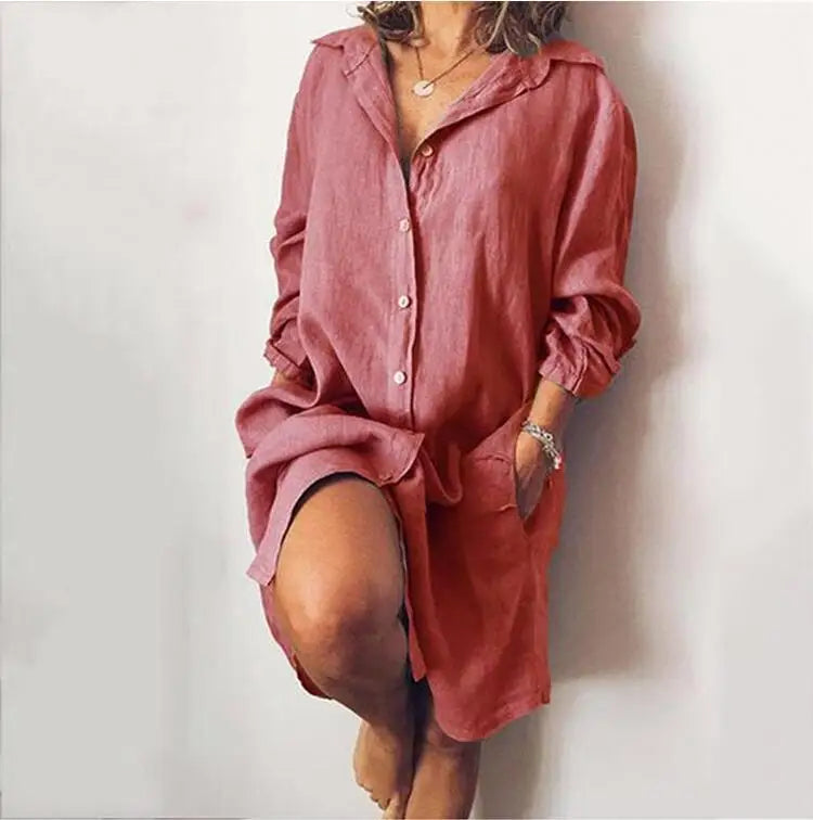 Camisa Mujer Larga Elegante Con Caimento Impecable Mirada