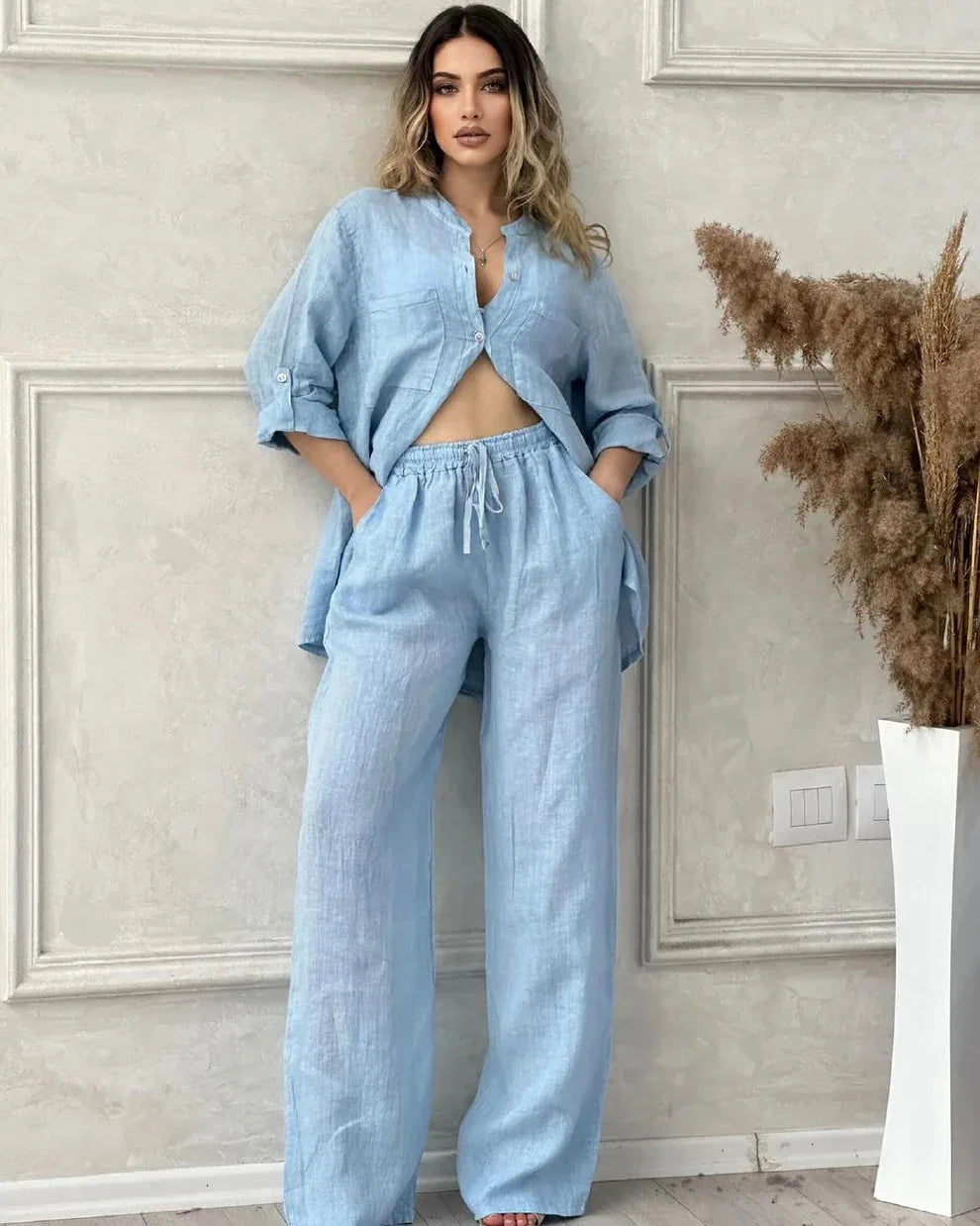 Conjunto Veraniego Lino Fresco Suave Brillo Estelar