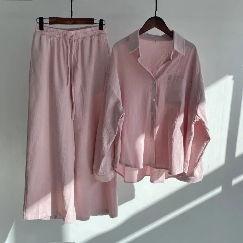 Conjunto Mujer De Lino Retro Algodón Fresco