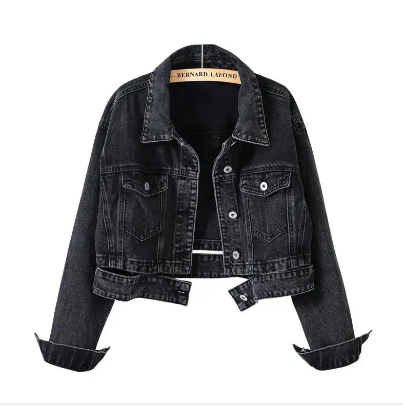 Chaqueta Jeans Mujer Lavado Oscuro Con Desgaste Luna