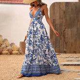 Vestido Floral Fresco Elegante Con Escote Ibiza