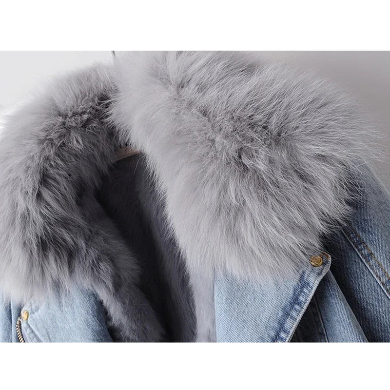 Chaqueta Jeans Oversize Con Estampado Animal Print Alana