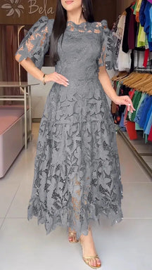 Vestido De Encaje Floral De Alta Calidad Elegante Anaju